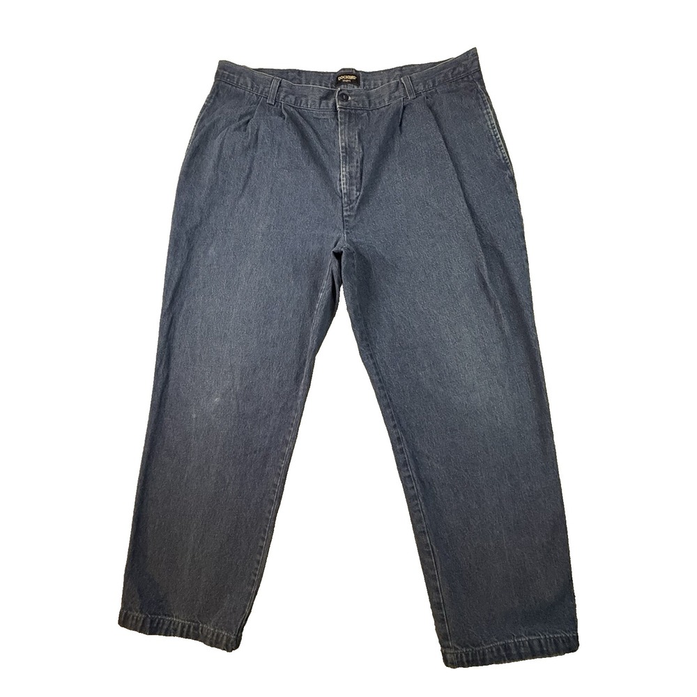 VTG Y2K Dockers‎ Men's 39.5x28.5 Blue Baggy Pleated Relaxed Fit Denim Pants